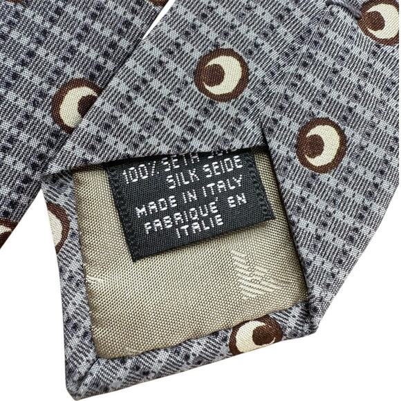 EMPORIO ARMANI men's knit silk neck tie Grey Brown made in Italy - Picture 4 of 5